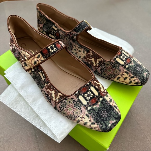 EUC Sam Edelman Women's Michaela Mary Jane Flats 11 Ivory Multi Velvet w. Box - Picture 4 of 5